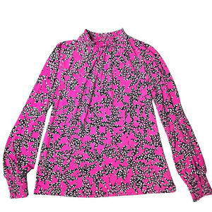 J Jason Wu Pink Mock Neck Floral Blouse
